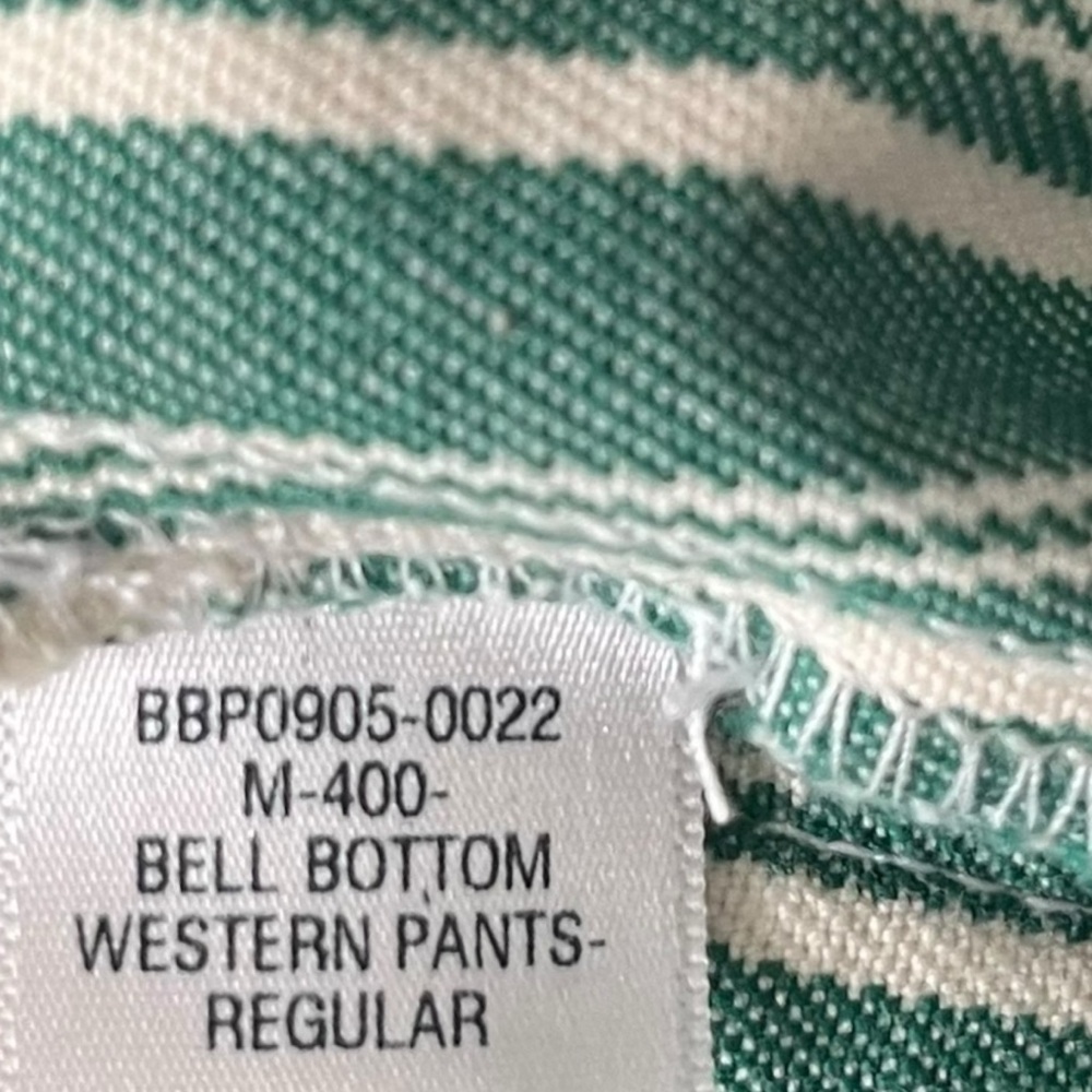Big Bud Press Western Pants Women’s Size Medium Green Striped Cotton Trousers - Picture 12 of 13